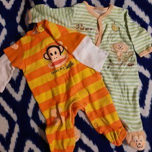 Monkey :) 0-3 mos Lot of 2 Footies